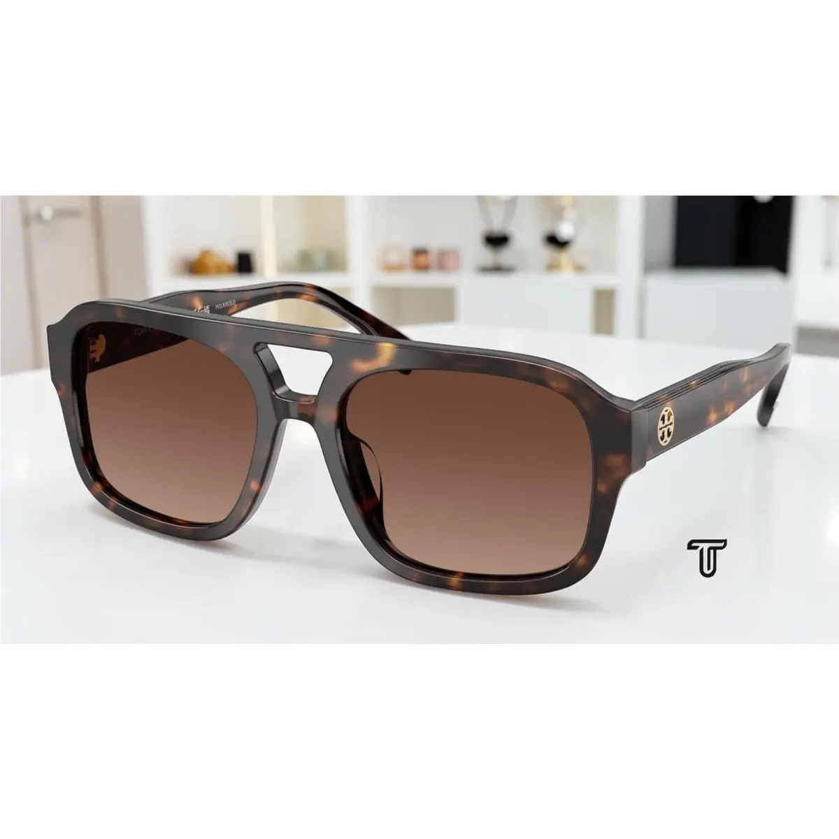 Tory Burch TY7224U 1964T5 Dark Tortoise Brown Grad Polarized 55mm Women Sunglass