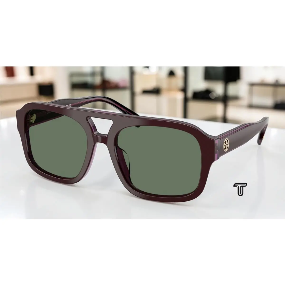Tory Burch TY7224U 205082 Purple Crystal Dark Green 55 mm Women`s Sunglasses