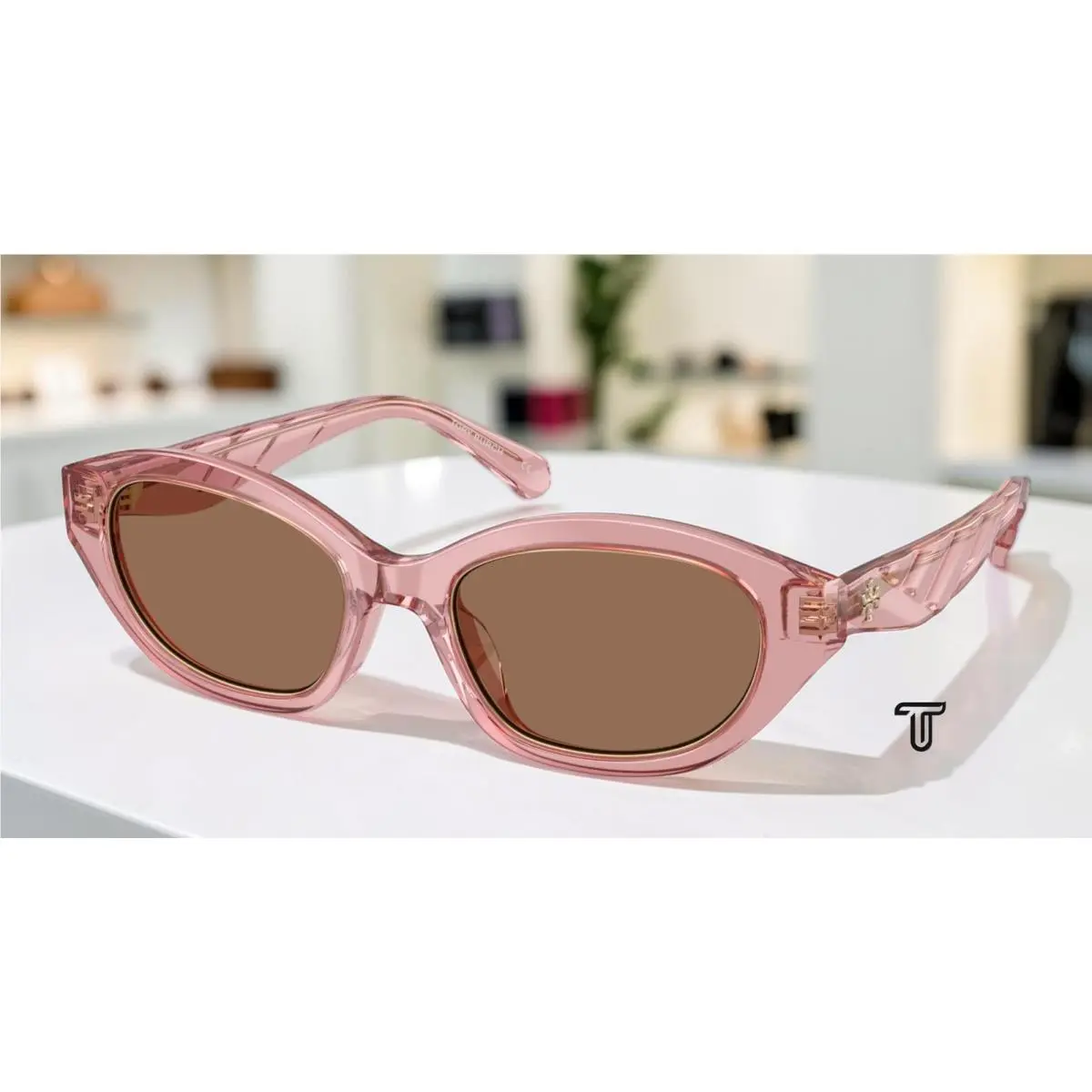 Tory Burch TY7232U 202173 Transparent Pink Dark Brown 52 mm Women`s Sunglasses