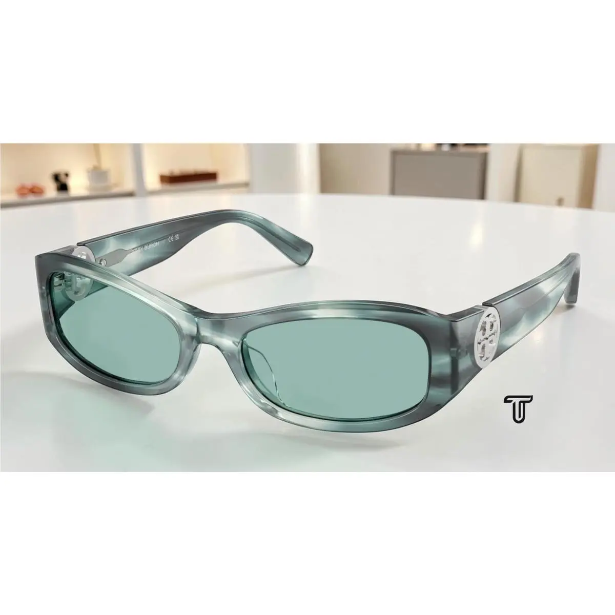 Tory Burch TY7229U 206882 Teal Striated Petrol Green 55 mm Women`s Sunglasses