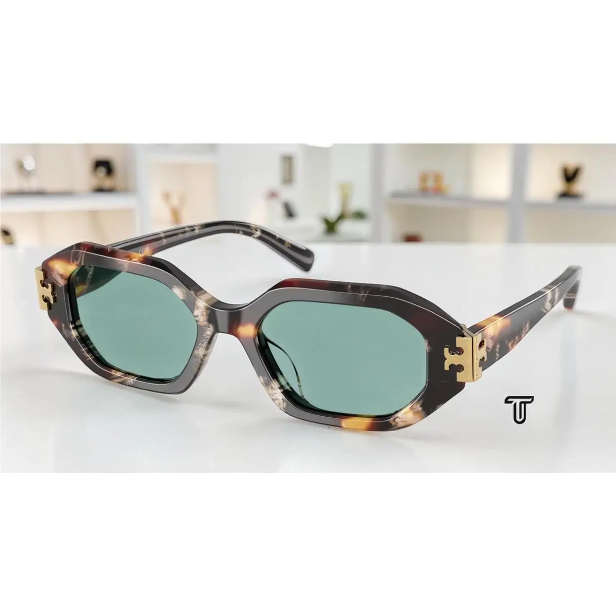 Tory Burch TY7234U 207282 Dark Tortoise Petrol Green 51 mm Women`s Sunglasses