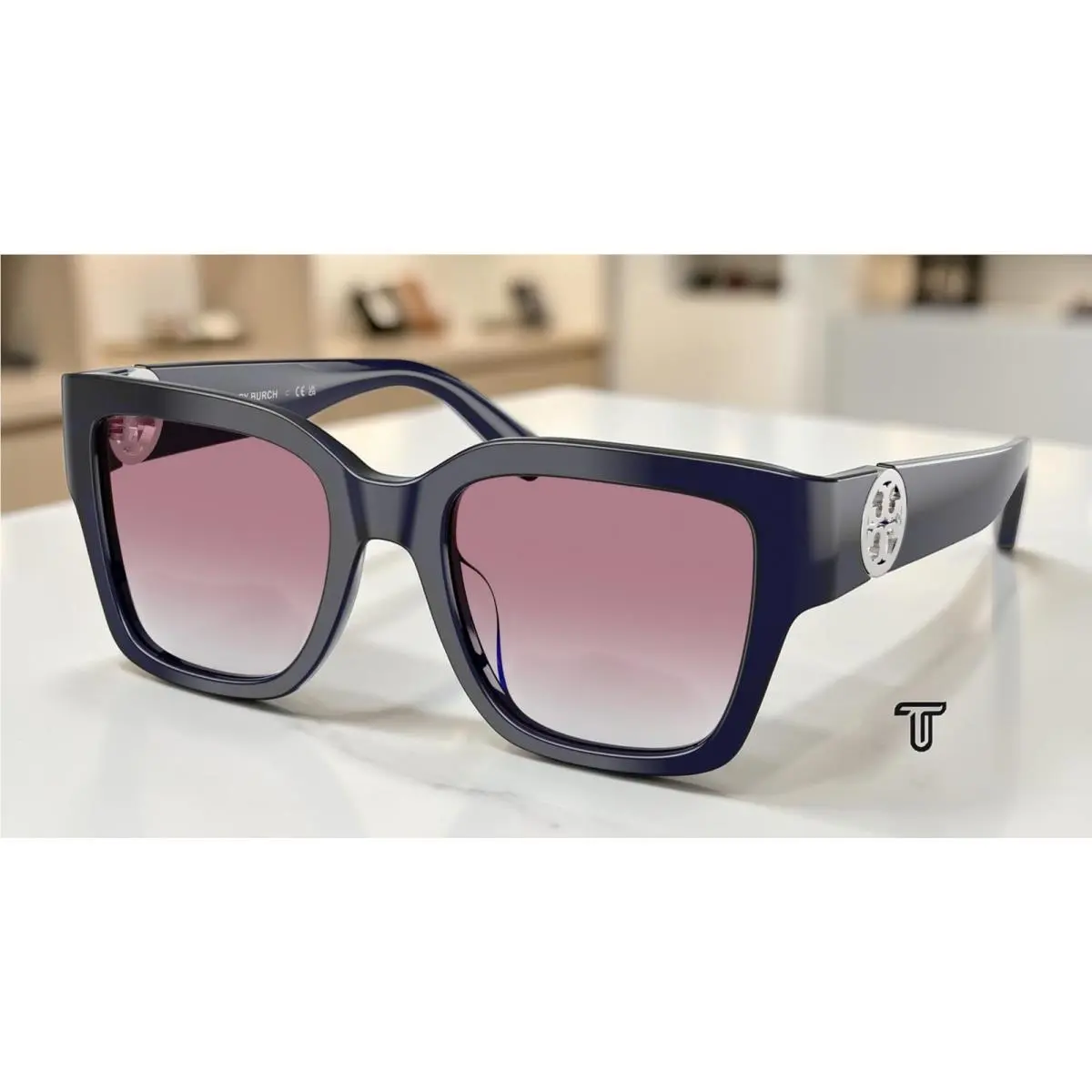 Tory Burch TY7228U 20678G Dark Transparent Blue Grad Violet 52mm Women Sunglass