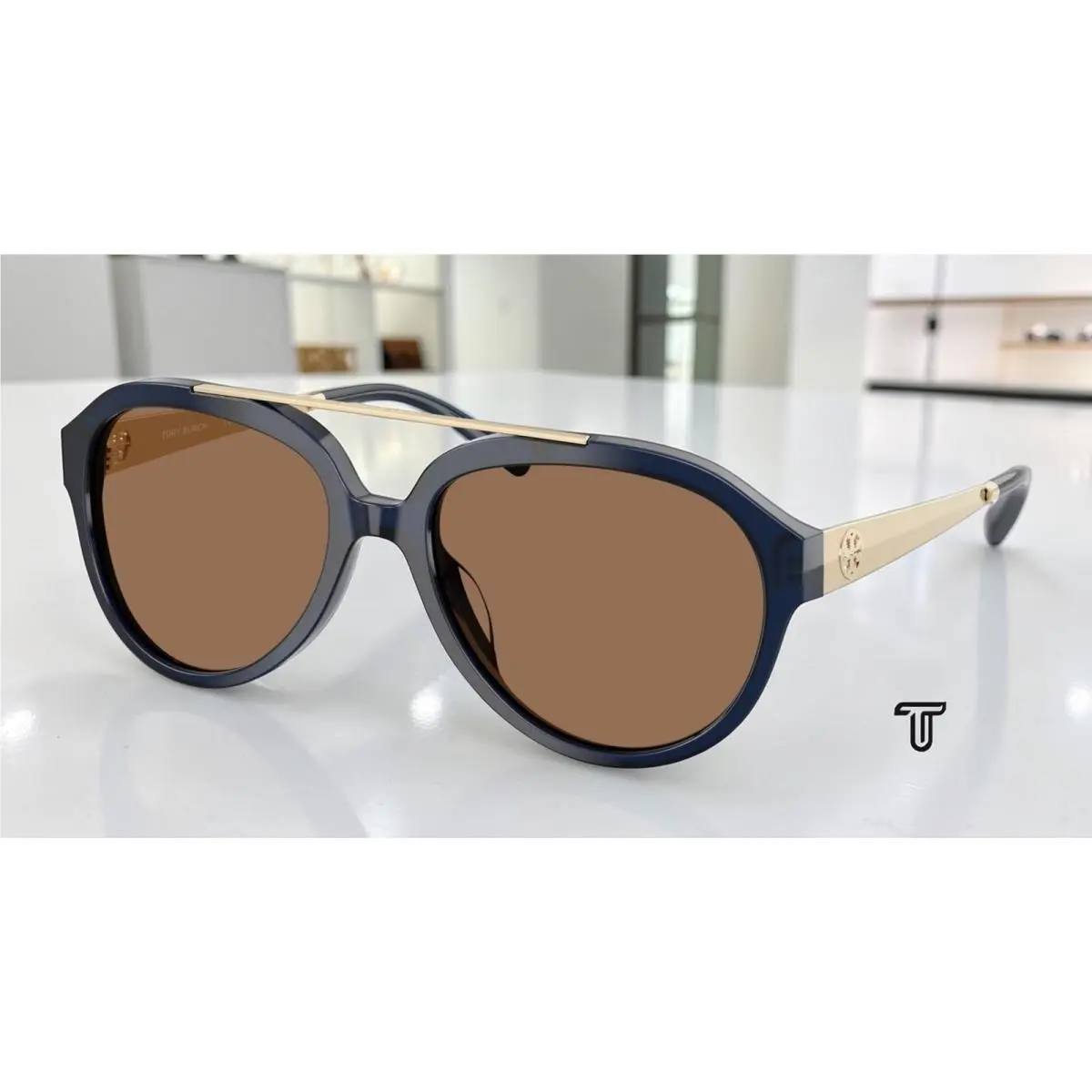 Tory Burch TY7230U 206773 Dark Blue Dark Brown 56 mm Women`s Sunglasses