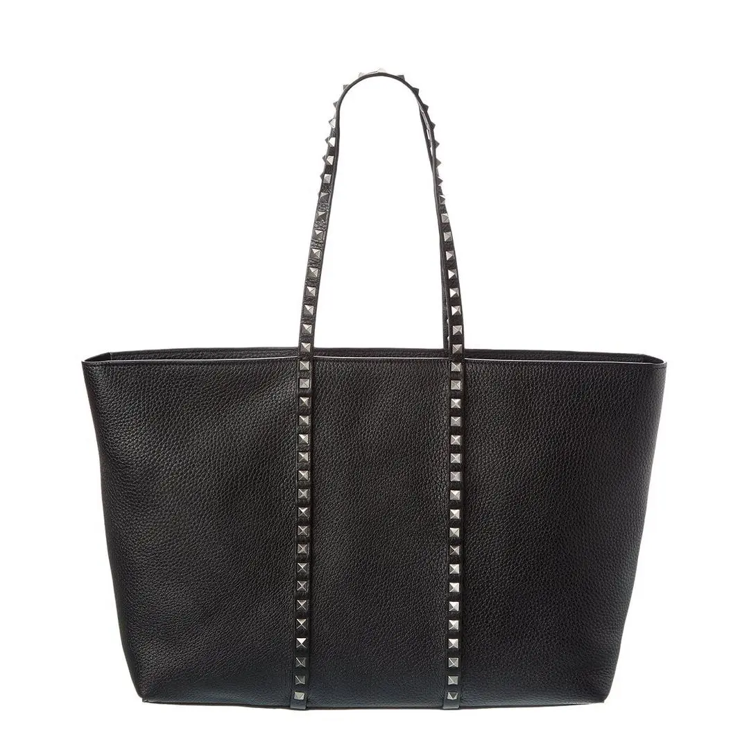 Valentino Rockstud Grainy Leather Tote Women`s Black
