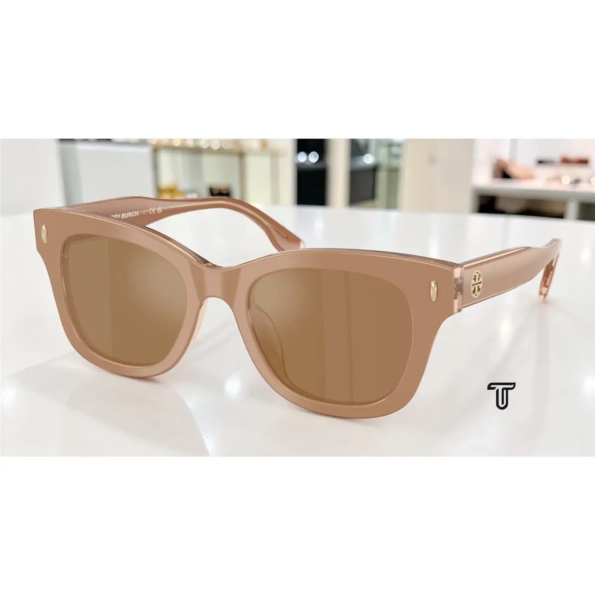Tory Burch TY7225U 2056 O Crystal Tan Brown Back Mirror 51 mm Women`s Sunglasses