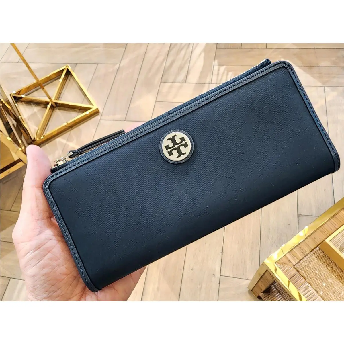 Tory Burch Navy Nylon Small Slim Envelope Wallet 181943