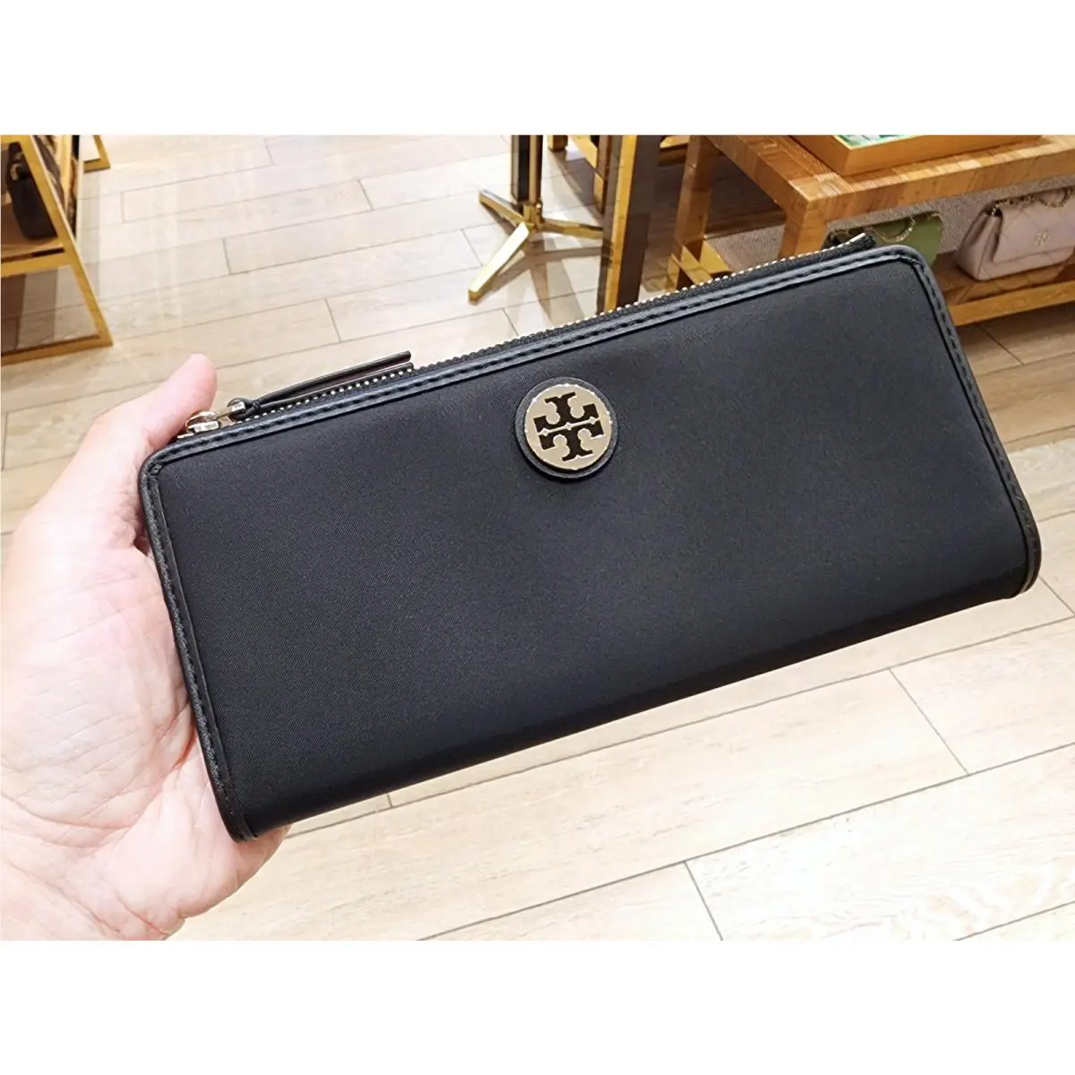 Tory Burch Black Nylon Small Slim Envelope Wallet 181943