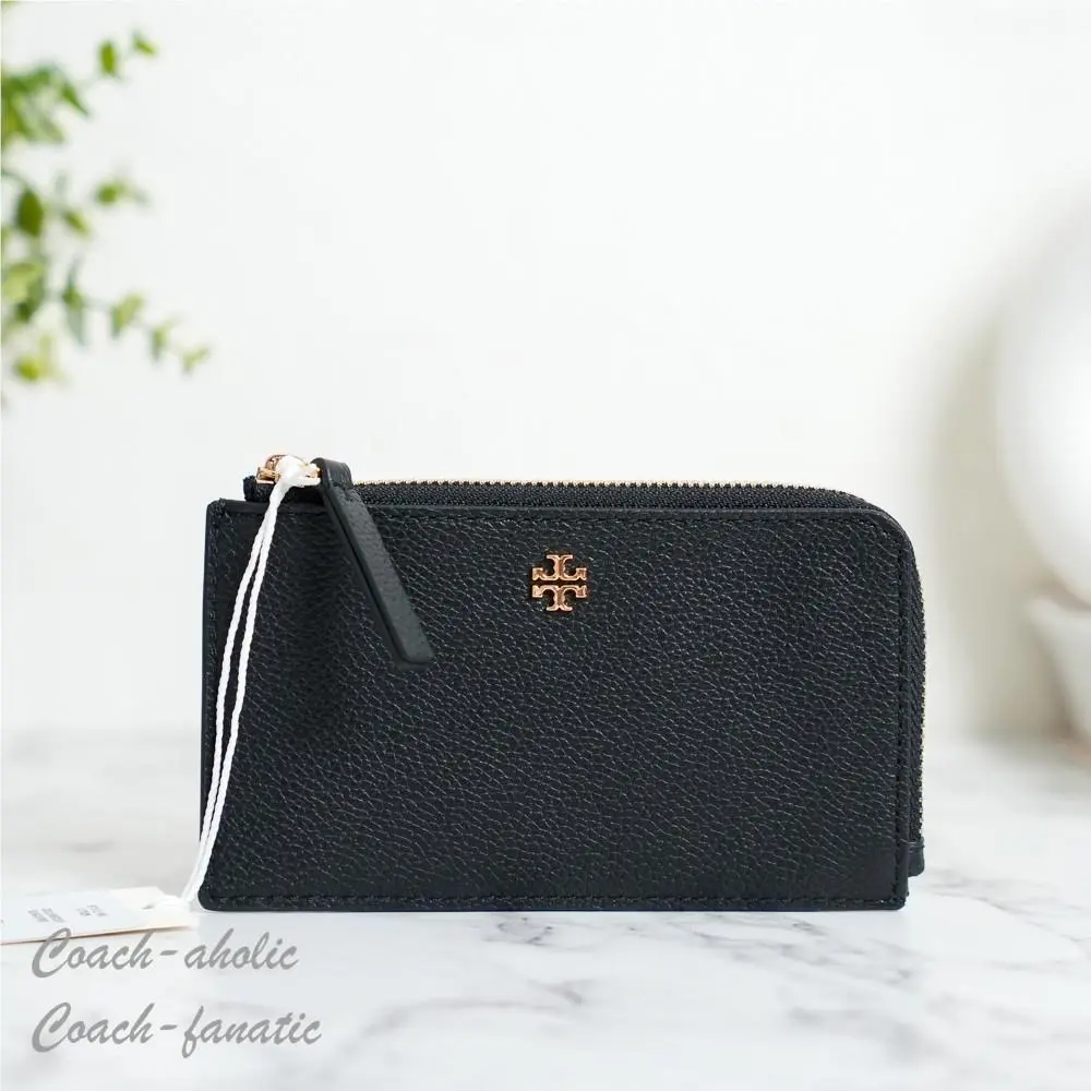 Tory Burch Blake Zip Card Case Leather Wallet in Black