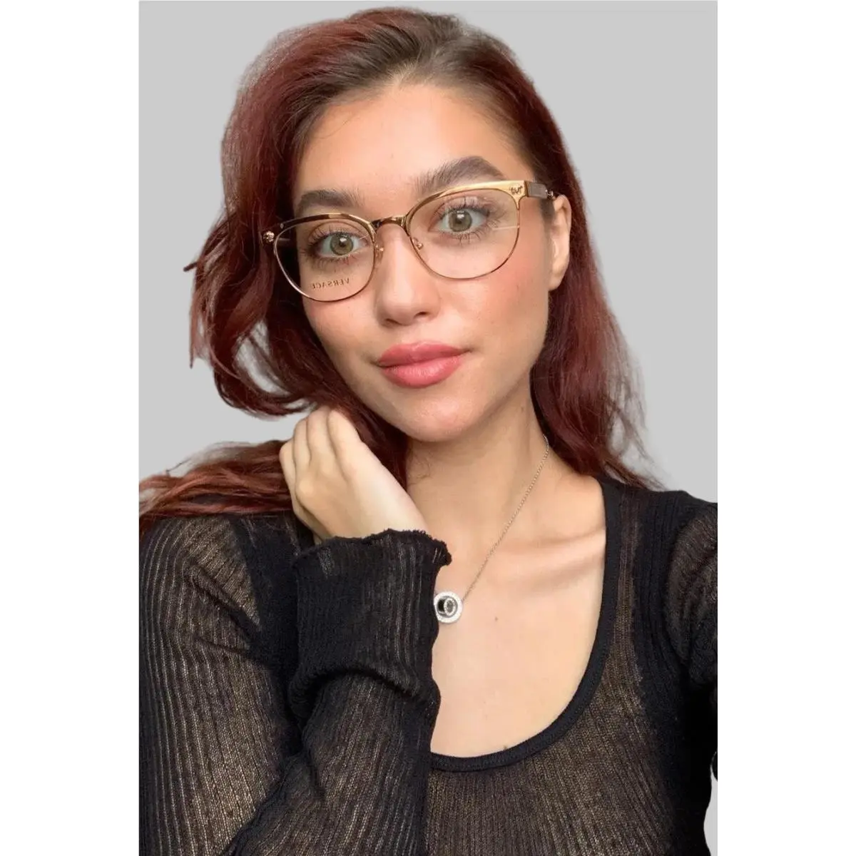 Versace Mod. 1268 1214 53mm Gold Round Women`s Eyeglasses Frame Italy