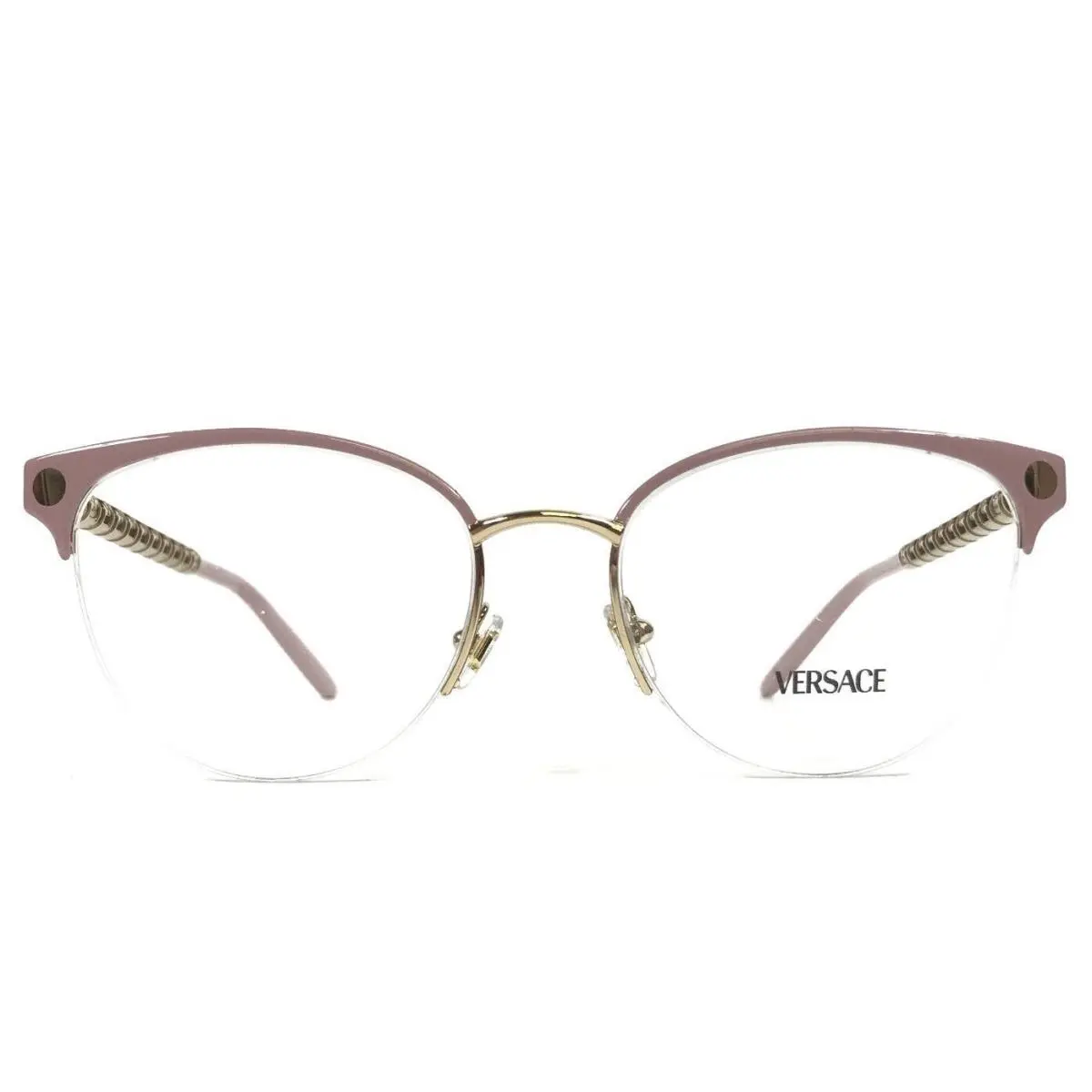 Versace Eyeglasses Frames MOD.1297 1517 Pink Gold Cat Eye Half Rim 53-18-140