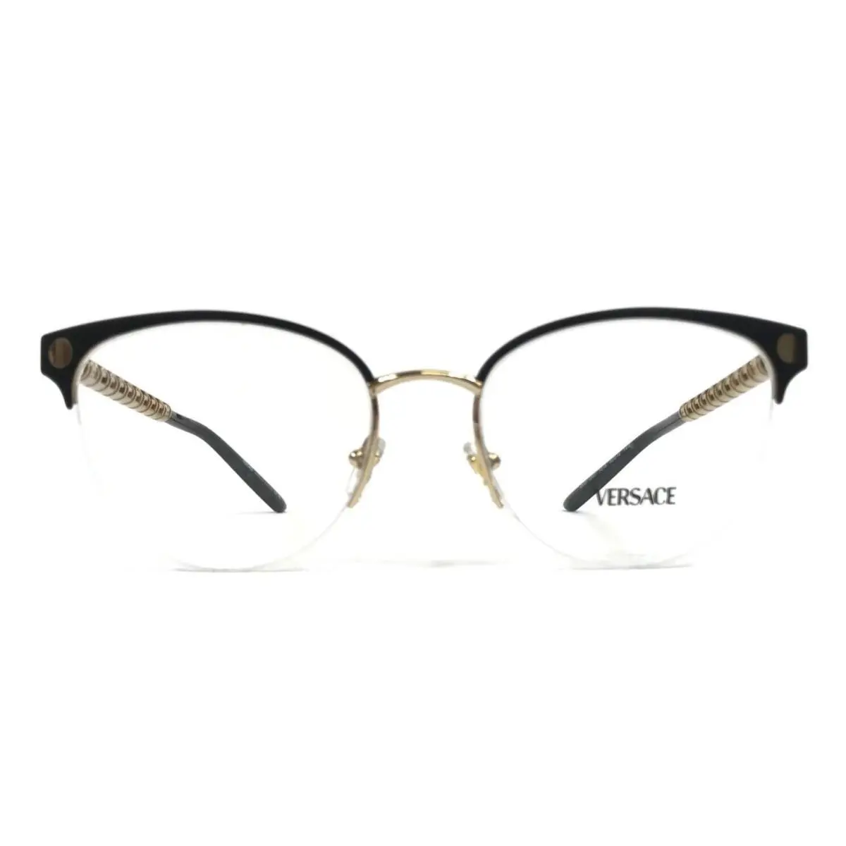 Versace Eyeglasses Frames MOD.1297 1516 Black Gold Cat Eye Half Rim 53-18-140