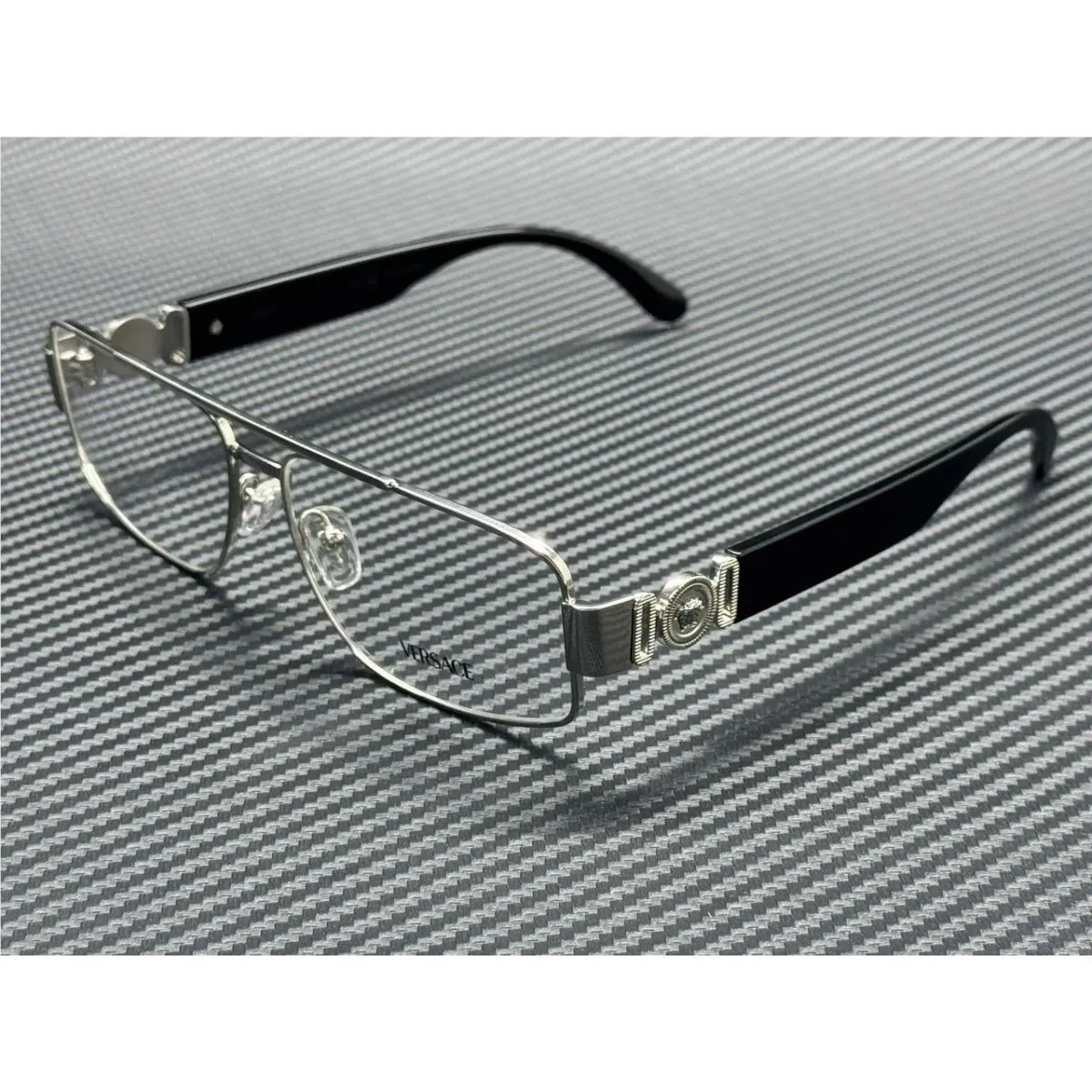 Versace VE1317 1000 Silver Black Men`s 58 mm Eyeglasses