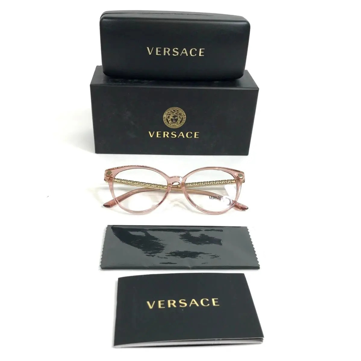 Versace Eyeglasses Frames MOD.3353-F 5323 Transparent Pink Cat Eye 54-16-145