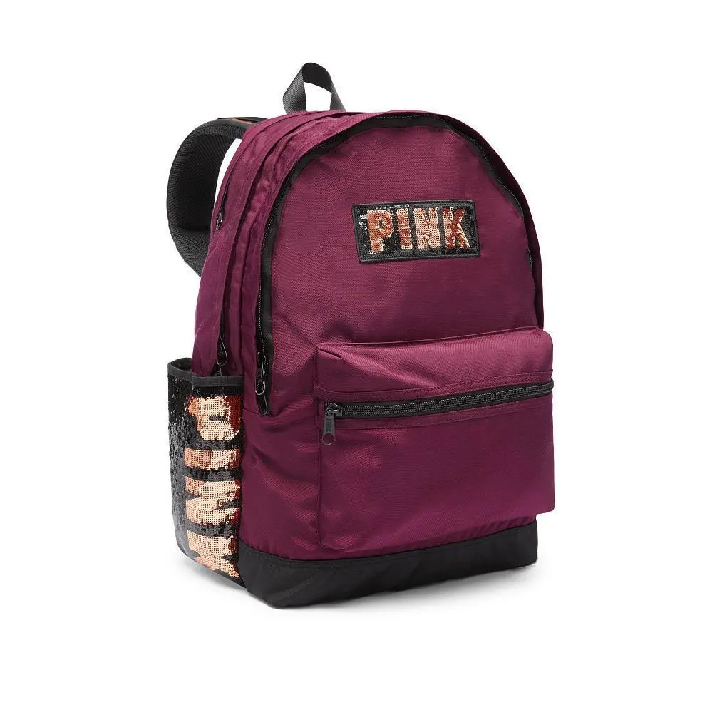 Victoria`s Secret Pink Campus Backpack Bag Gym School Full SZ Deep Ruby Bling