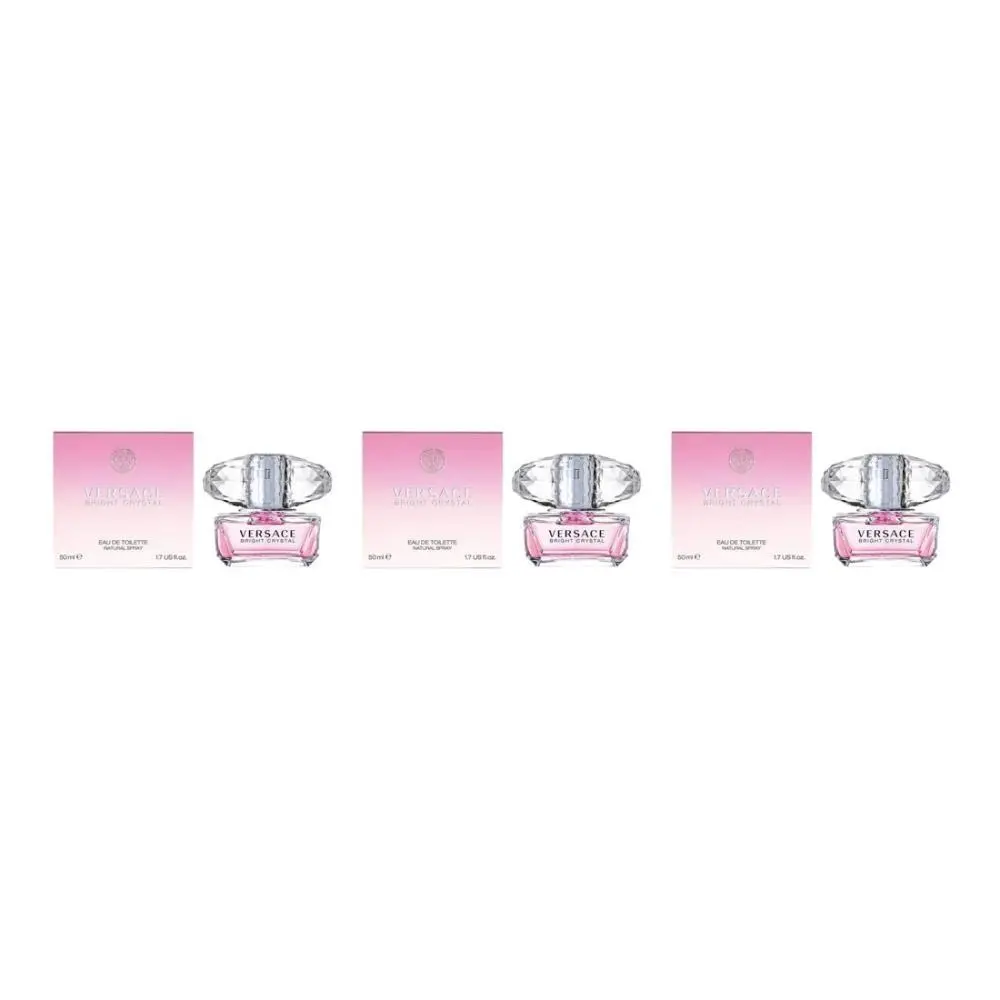 3-Pack Versace Bright Crystal Perfume For Women 1.7 oz Eau De Toilette Spray
