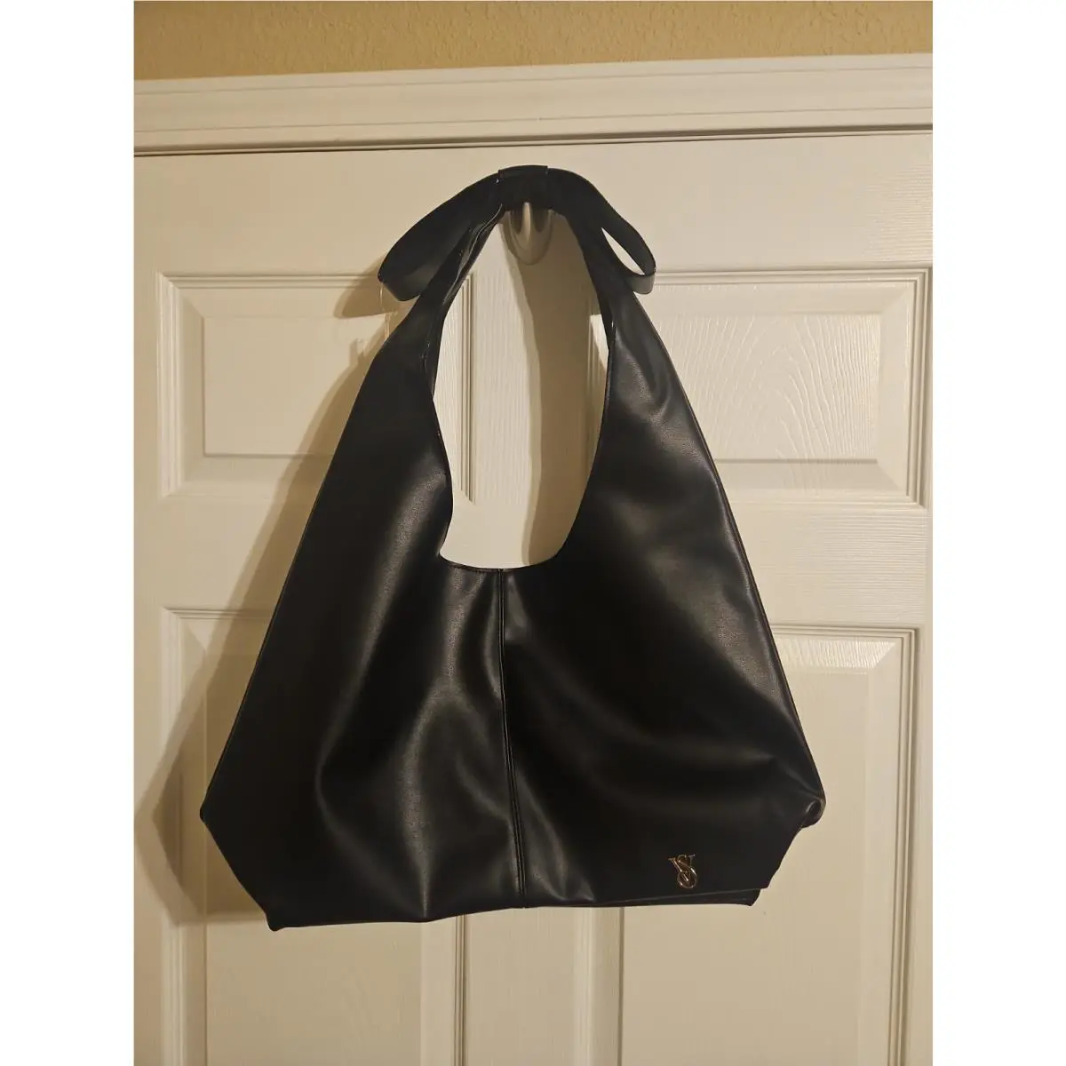 Victoria’s Secret Black Slouchy Shoulder Bag Tote Purse Large VS Logo
