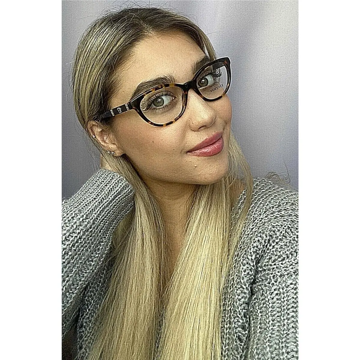Versace 3219 Q Tortoise 54mm Cat Eye Women`s Eyeglasses Italy 4 A