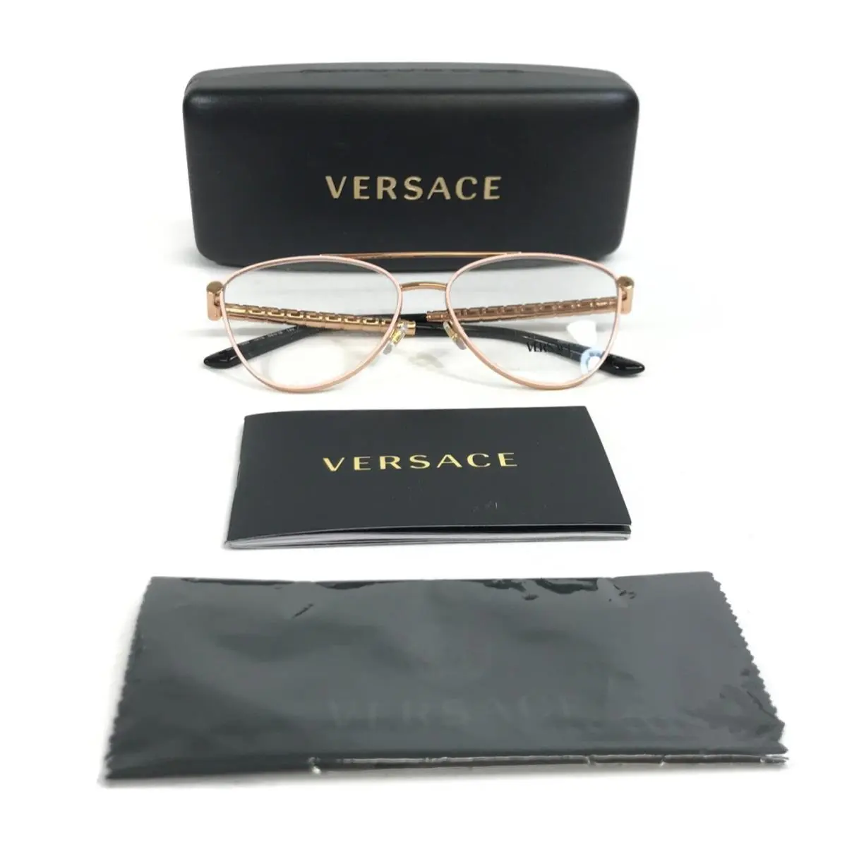 Versace Eyeglasses Frames MOD.1296 1515 Shiny Pink Rose Gold Wire Rim 55-15-140