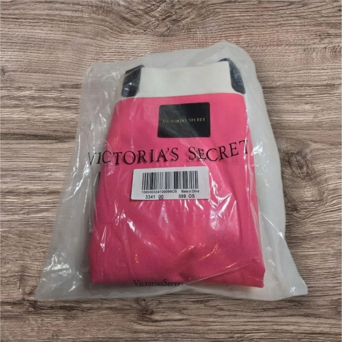 Vintage Victoria`s Secret Black Pink Stripe Weekender Beach Tote Travel Bag