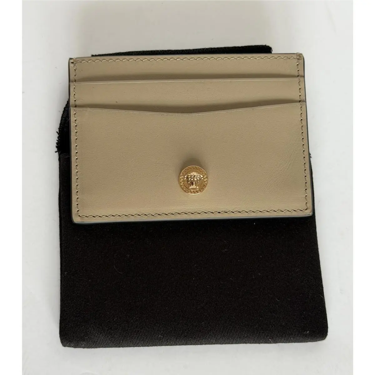 Versace Medusa Head Brown Calf Leather Card Case Wallet 1013363 Italy