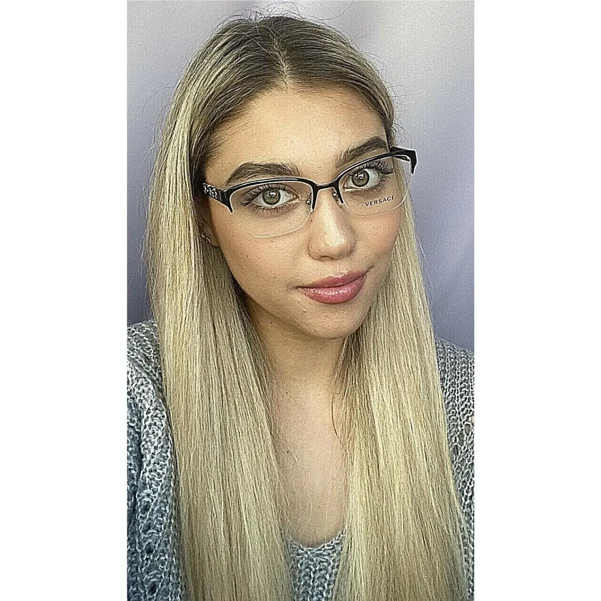 Versace Mod. 1224 1343 53mm Semi-rimless Black Women`s Eyeglasses Italy 1 9