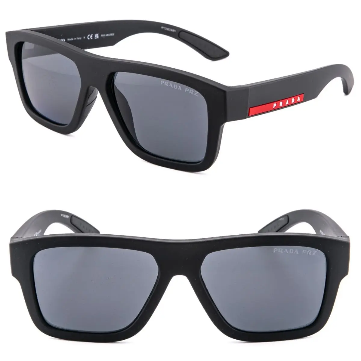 Prada 04Z Linea Rossa Sport Active Square Sunglass Black Polarized PS04ZS 04ZS