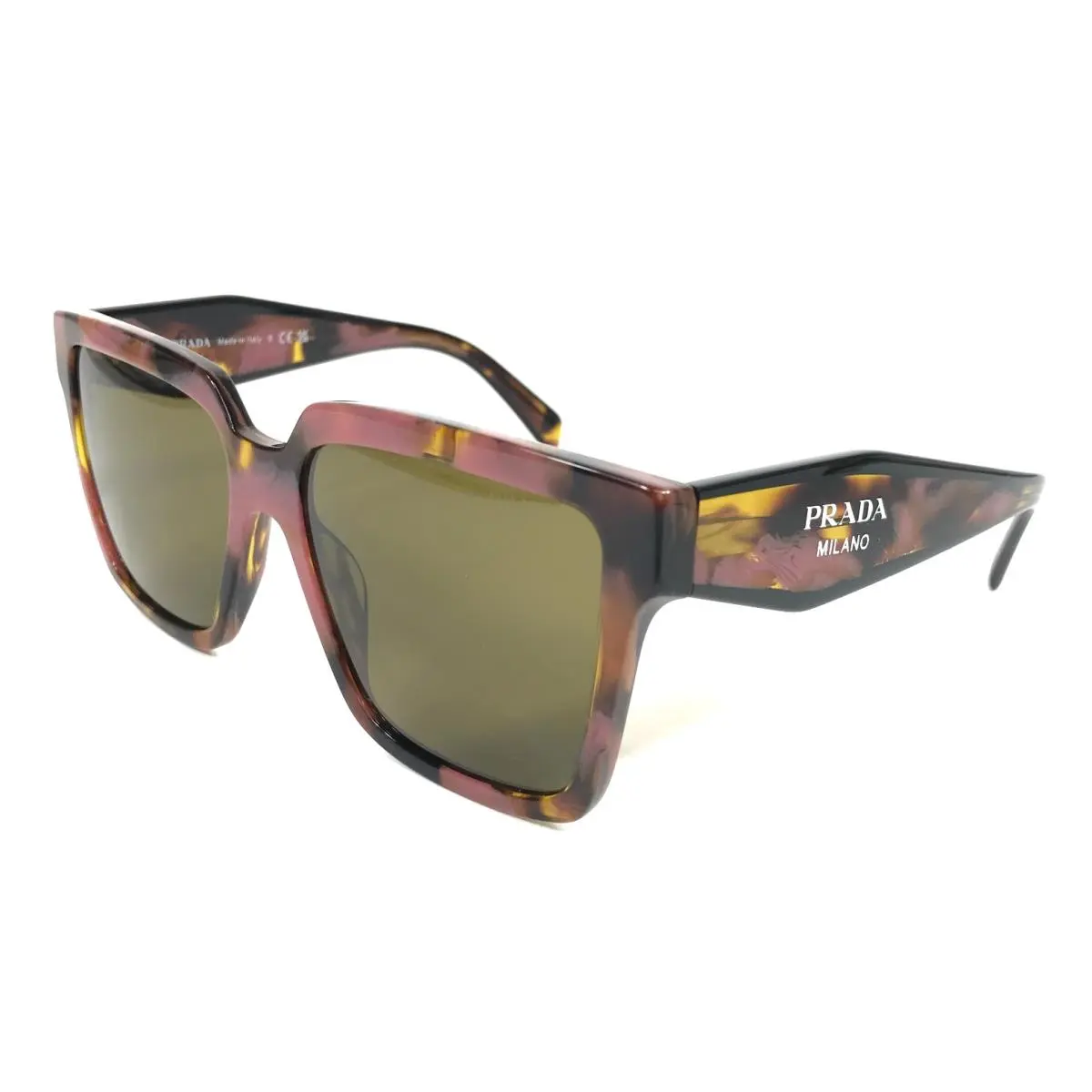 Prada Sunglasses SPR24Z 18N-01T Cognac Begonia Tortoise Frames with Green Lenses