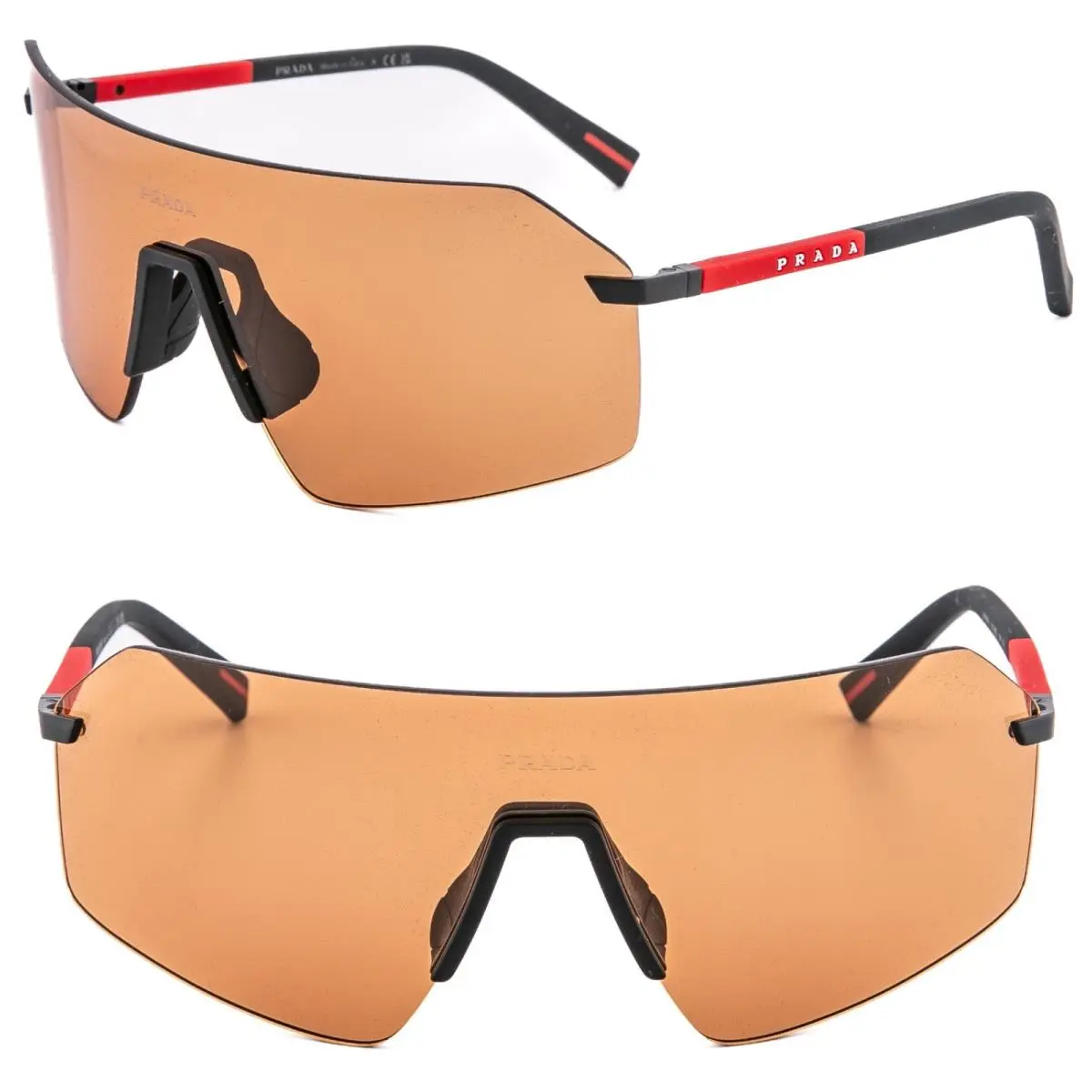 Prada B50 Linea Rossa Sport Active Black Orange Wrap Mask Sunglass PSB50S B50S