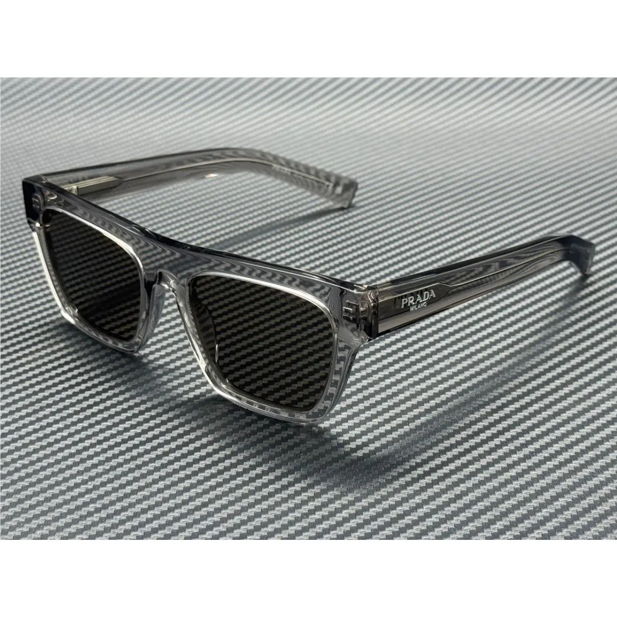 Prada PR C03S 10J80Q Transparent Dark Grey Men`s 54 mm Sunglasses