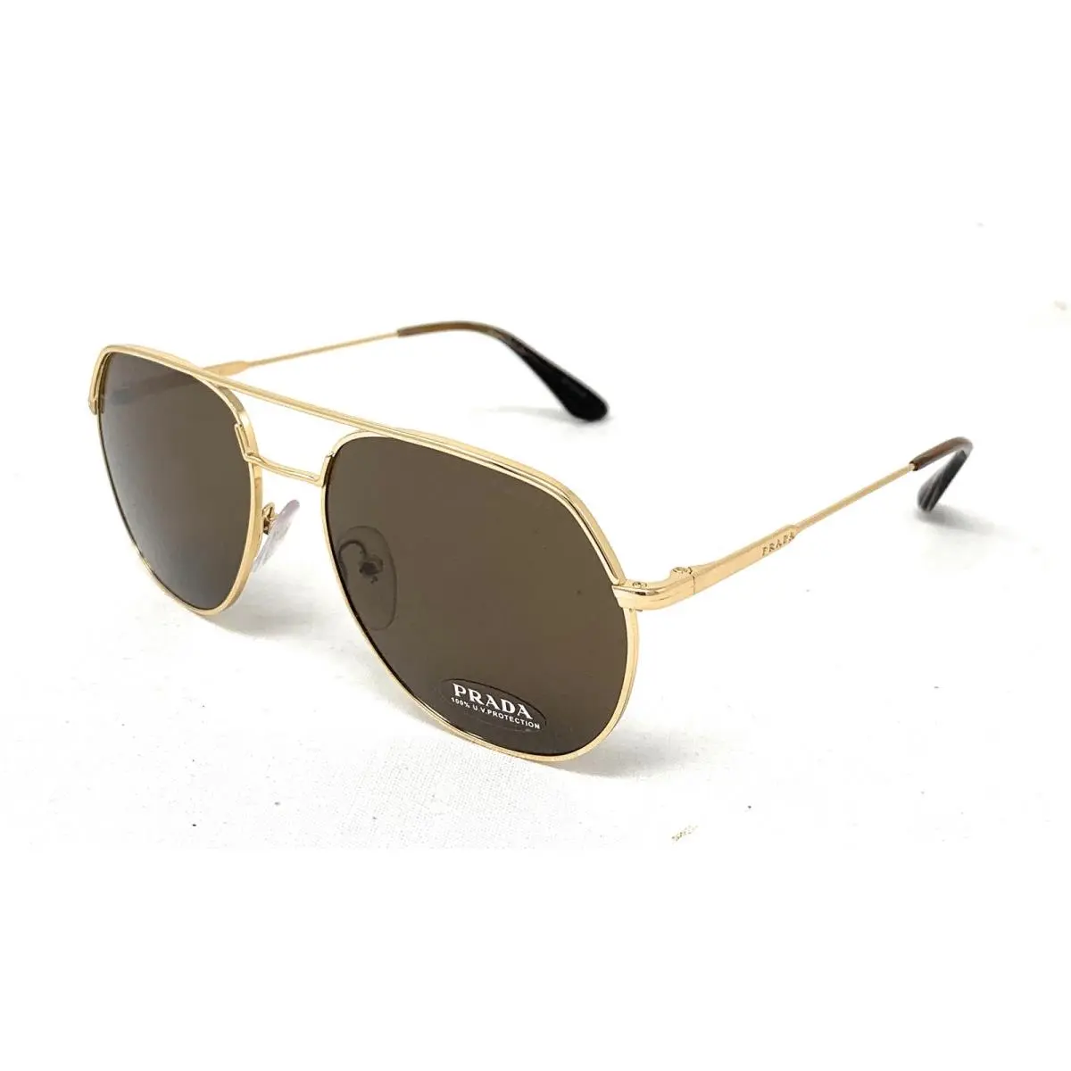 Prada Spr 55U 5AK-8C1 Pilot Men`s Sunglasses Conceptual Gold w/ Brown 57mm
