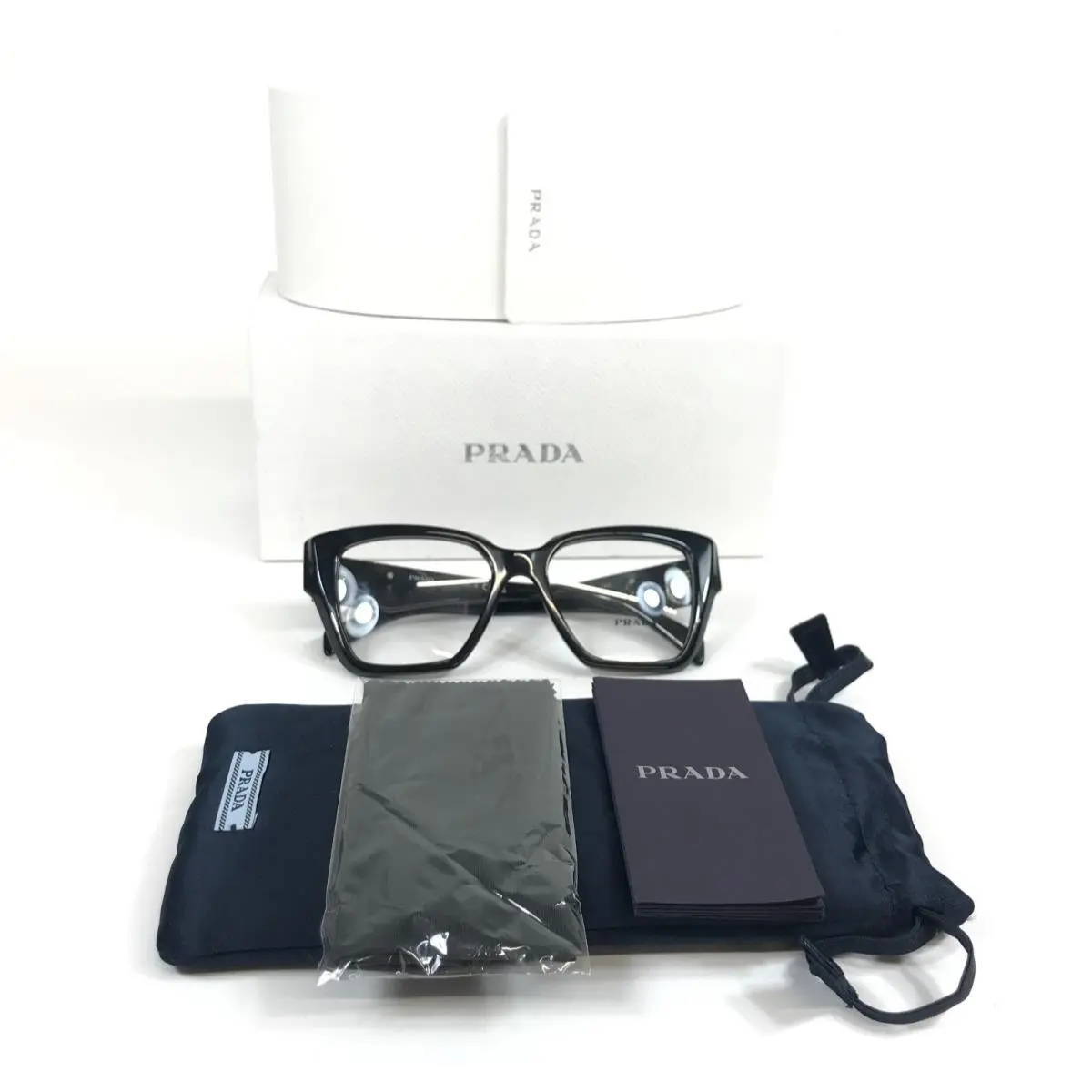 Prada Sunglasses VPR09Z 1AB-1O1 Polished Black Butterfly Full Rim 51-17-140