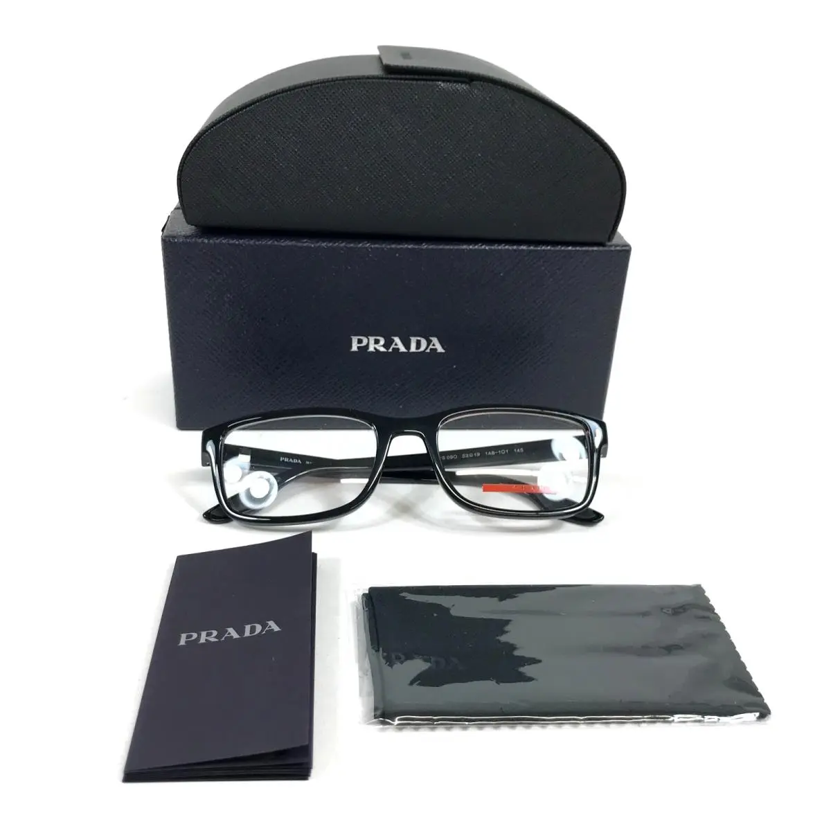 Prada Linea Rossa Eyeglasses Frames VPS09O 1AB-1O1 Black Red Full Rim 53-19-145