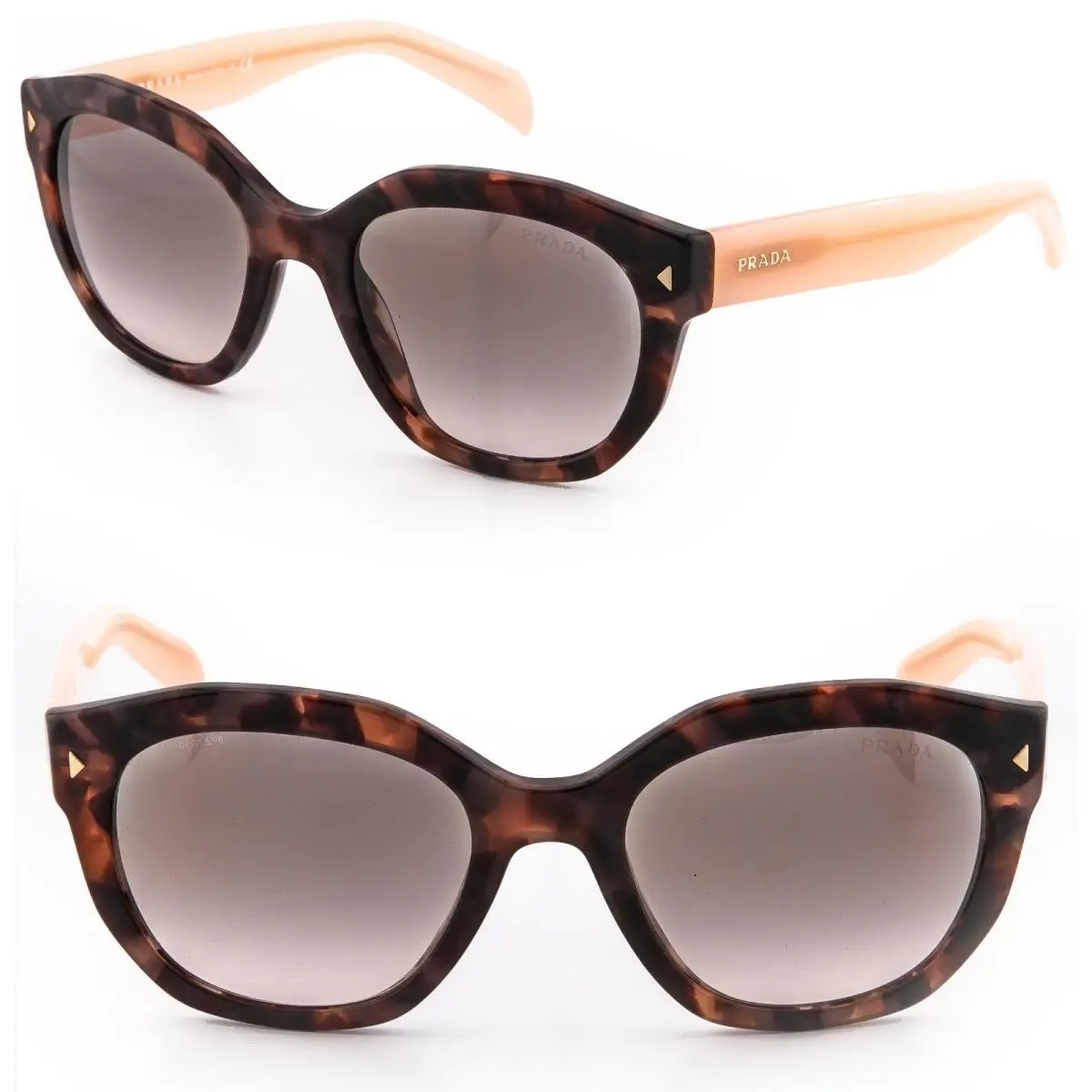 Prada 12S PR12SS Pink Brown Havana Classic Heritage Triangle Sunglasses