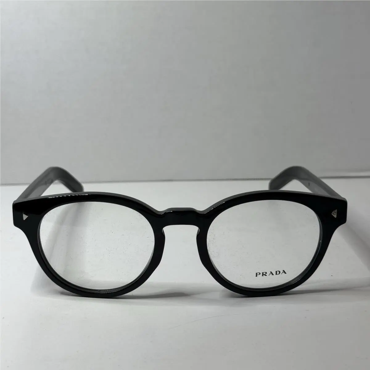 Prada Eyeglasses Vpr A14 16K-1O1 Glasses Polished Black on Silver 52mm with Case