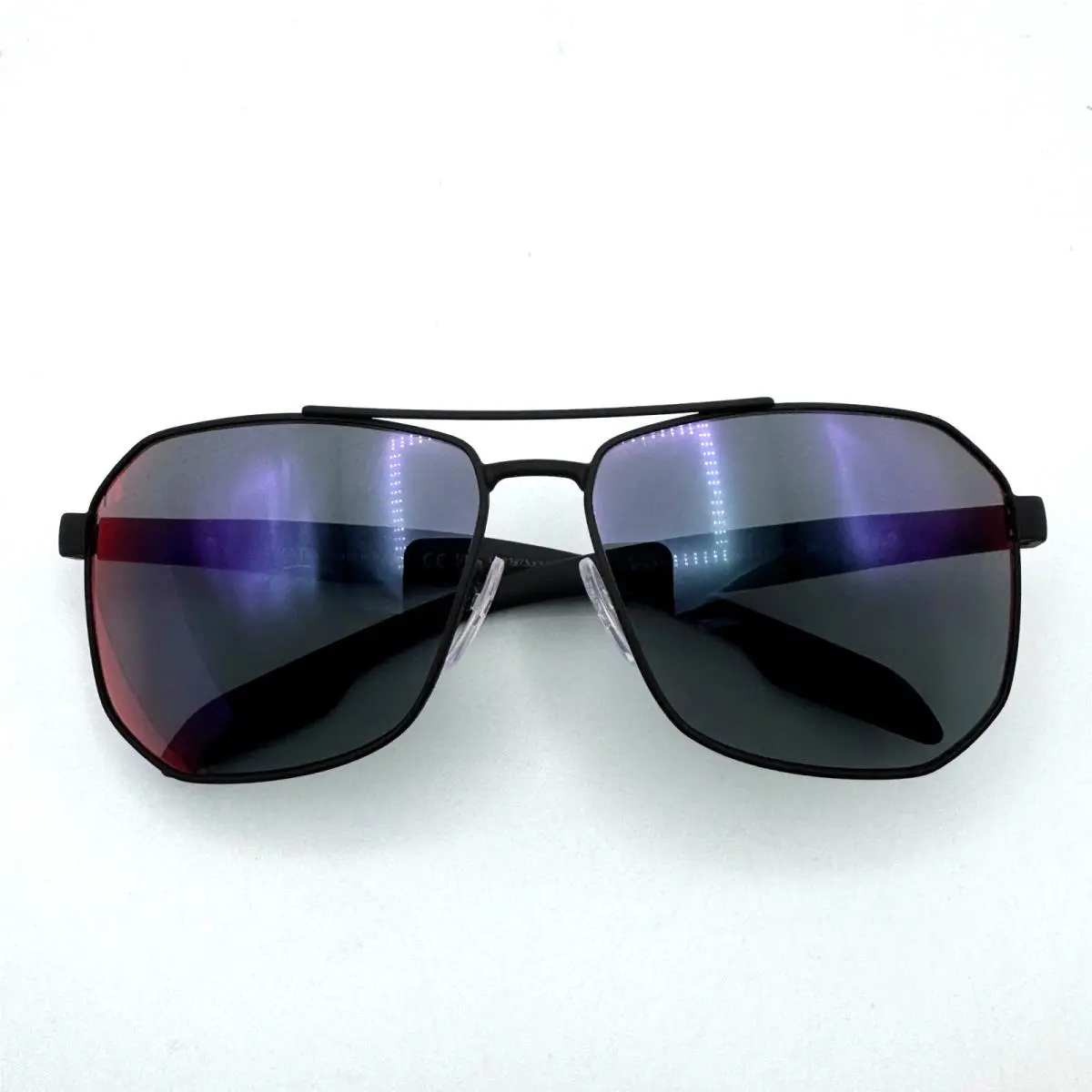 Prada Linea Rossa Sunglasses SPS51V DG0-9Q1 Black Rectangle Frame Gray Lens 62mm