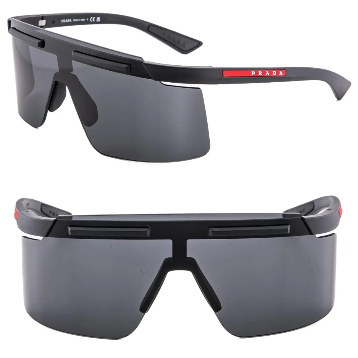 Prada B06 Linea Rossa Sport Active Black Wrap Mask Rimless Sunglass PSB06S B06S