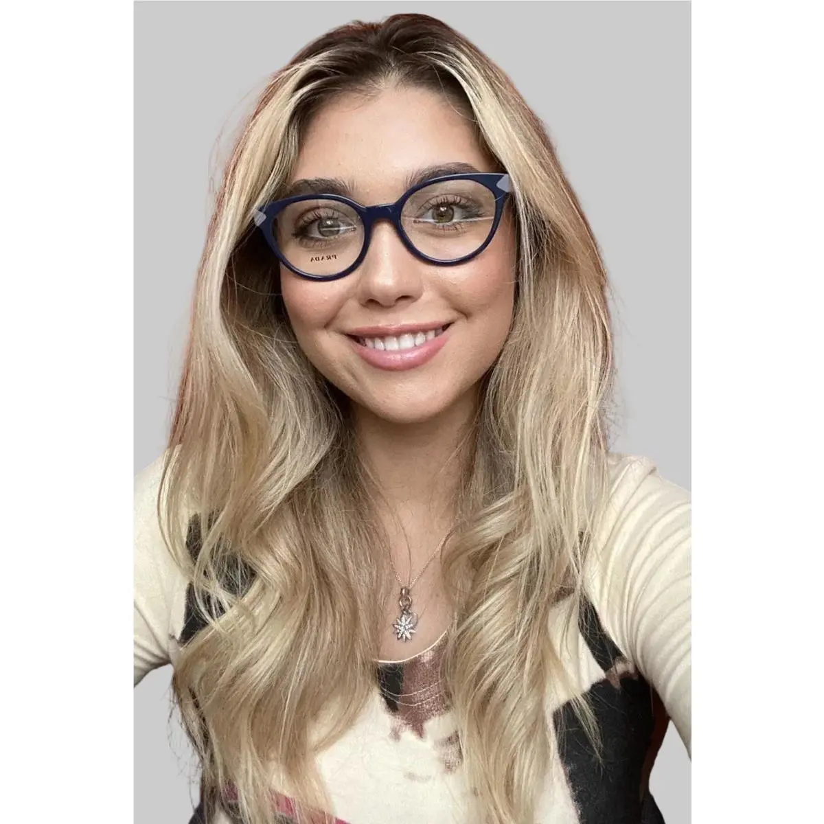 Prada Vpr 0T1 MFT-1O1 53mm Blue Cat Eye Women`s Eyeglasses Frame