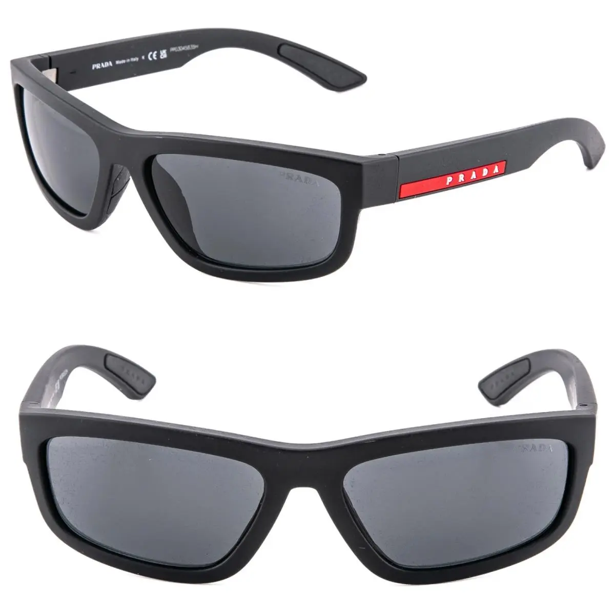 Prada 05Z Linea Rossa Sport Active Square Sunglass Black Wrap Mask PS05ZS 05ZS