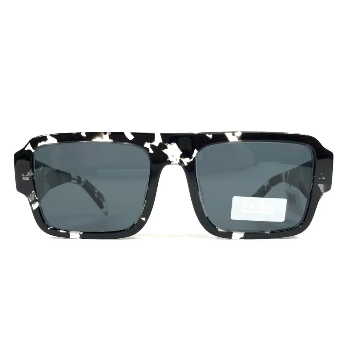 Prada Sunglasses SPRA05 15O-70B Black Spotted White Frames with Dark Gray Lenses