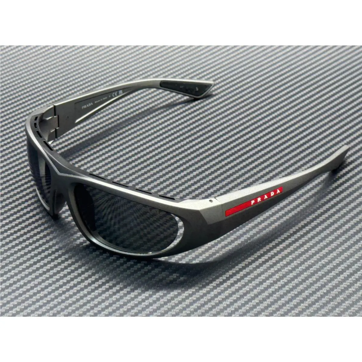 Prada Linea Rossa PS B03S 16X7W1 Matte Grey Silver Mirror Men`s 57 mm Sunglasses