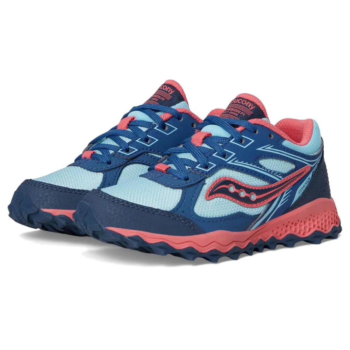 Saucony Kids Cohesion TR14 Ltt Trail Running Shoe Little Kid/big Kid - Aqua/Coral