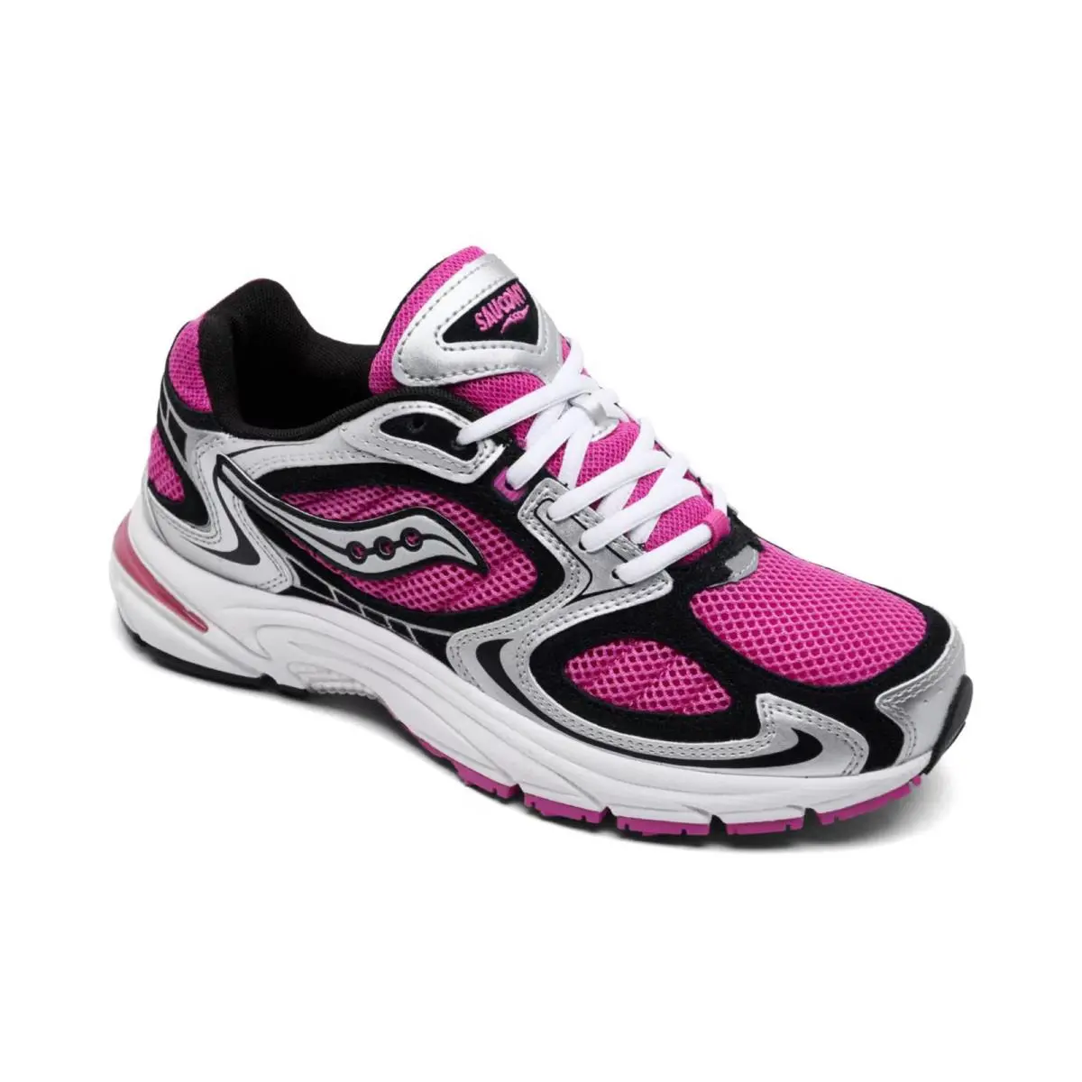 Women`s Saucony Grid Jazz 9 Suede Casual Sneakers Pink Silver - Pink, Silver