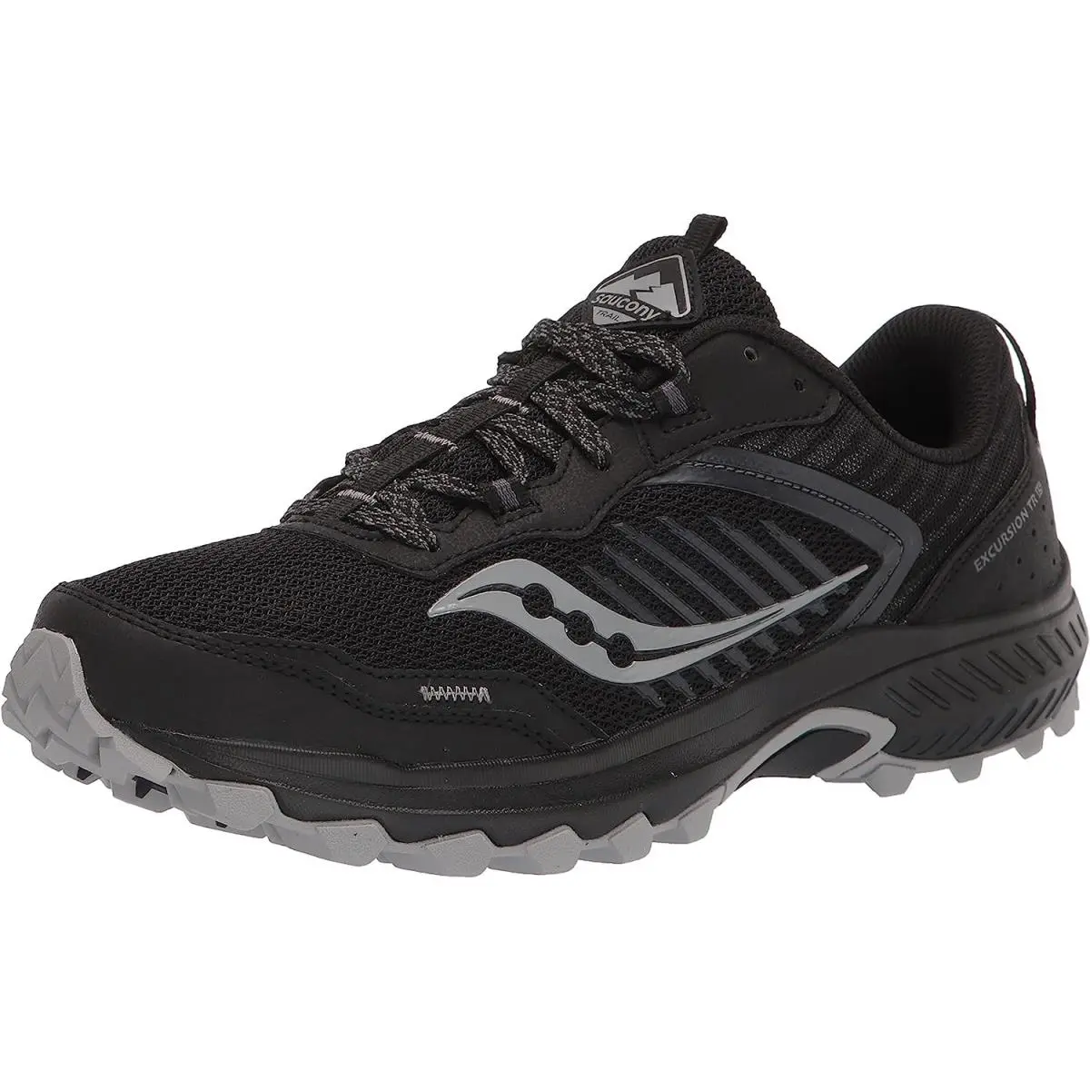 Saucony Men`s Excursion TR15 Trail Running Shoe Medium or Wide - Black or White - Black/Shadow