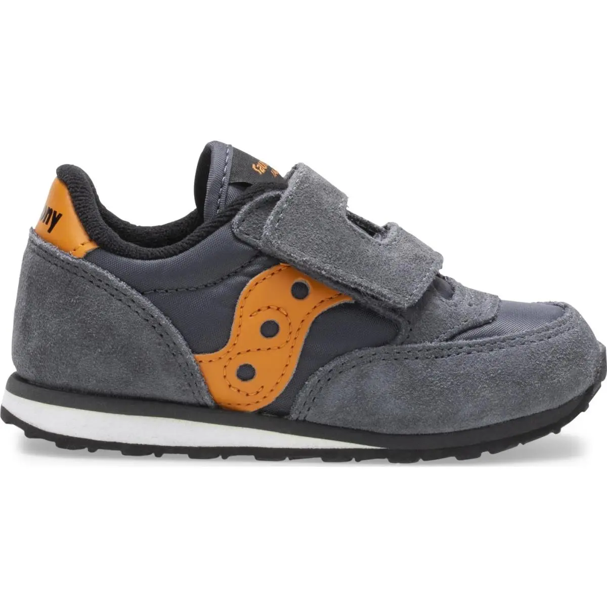 Saucony Baby Girls Jazz Low Profile Sneakers Grey Orange Hook Loop Closure - Grey/Orange