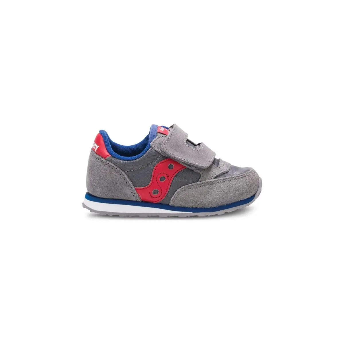 Saucony Baby Girls Baby Jazz Hook Loop Shoes Grey Red Lightweight Suede Mesh
