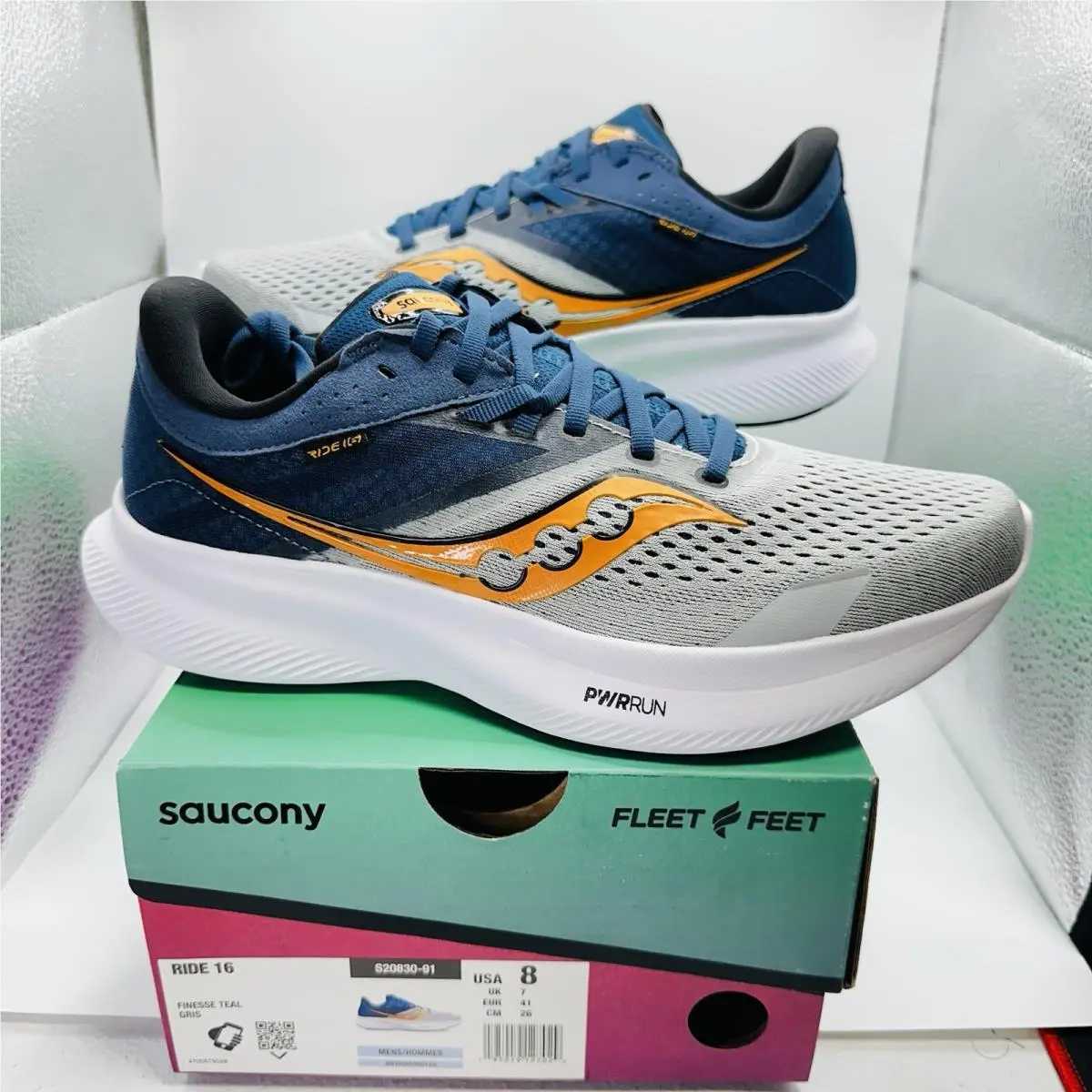 Size 8 - Saucony Ride 16 ‘finesse Teal’ S20830-91 Men’s Running Athletic Shoe