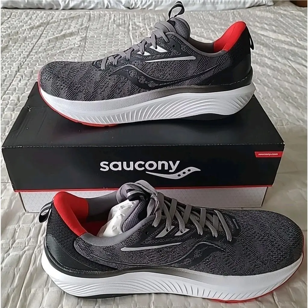 Saucony Echelon 9 Running Shoes Men’s Size 10 Charcoal Red Sky