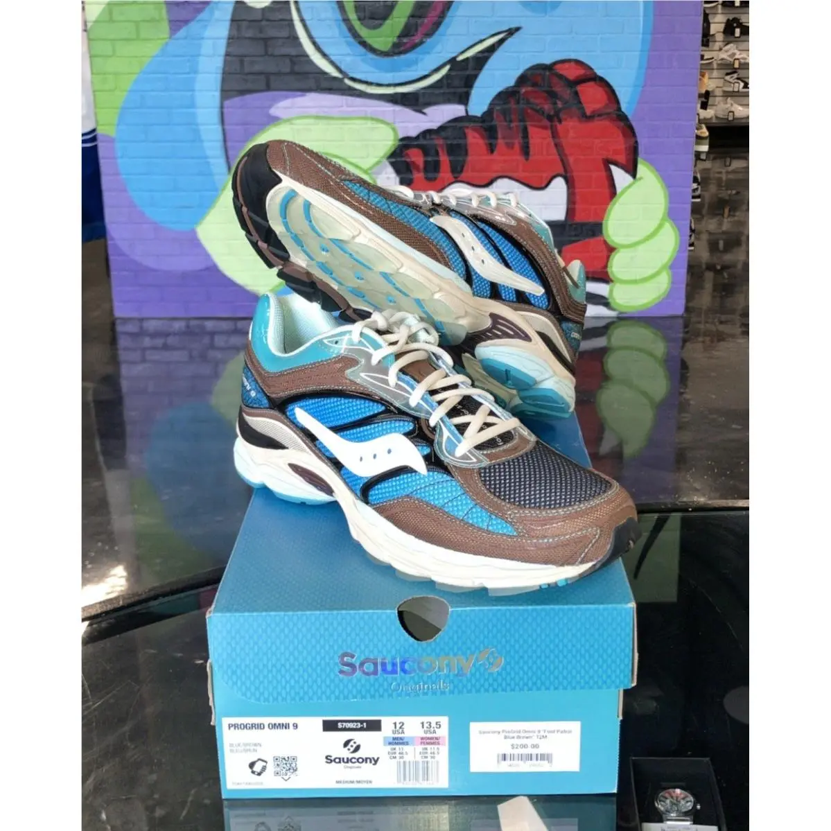 Size 12 - Footpatrol x Saucony Progrid Omni 9 Blue Brown
