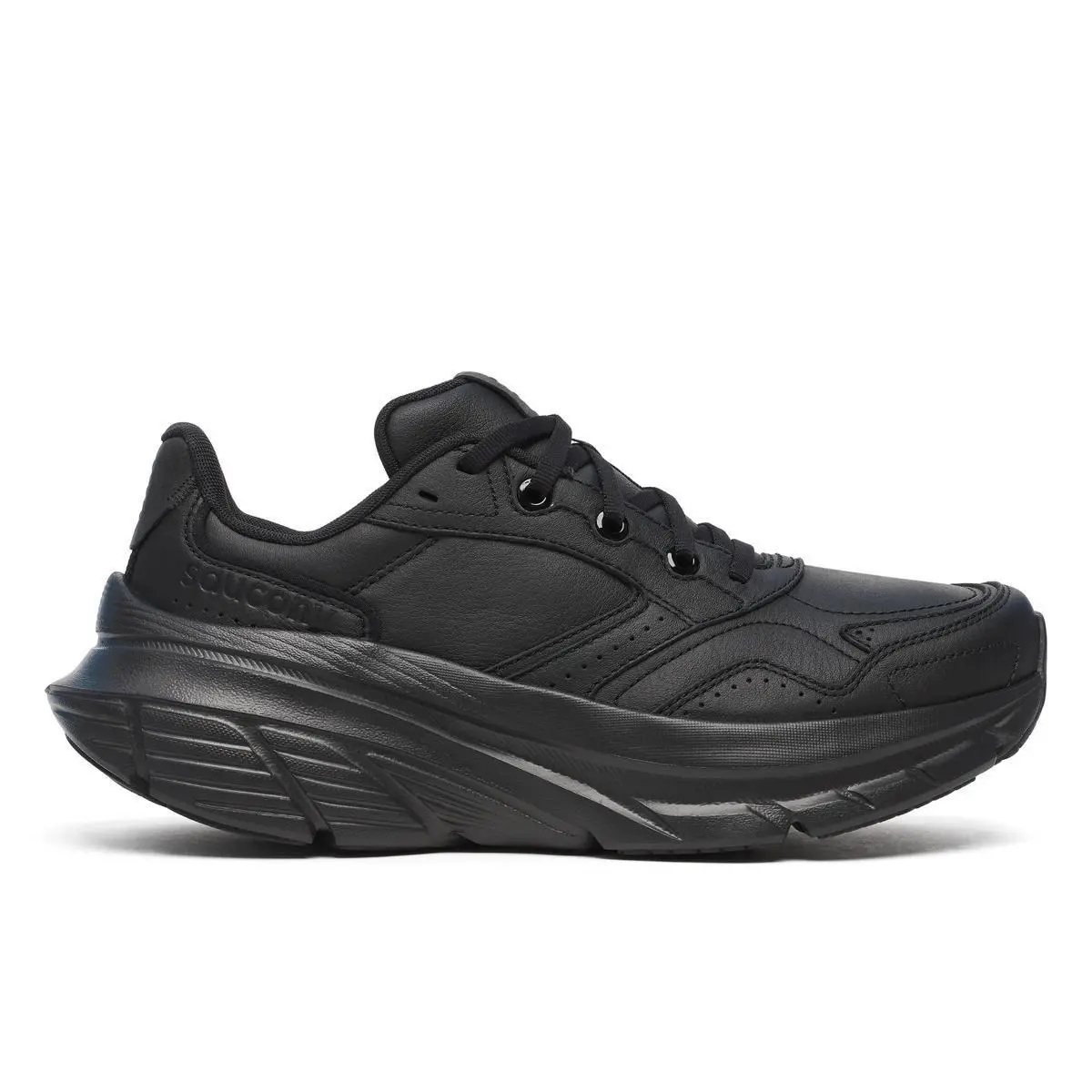 Saucony Guide Metro LE Women’s Leather Sneaker Triple Black Size 8M Comfort
