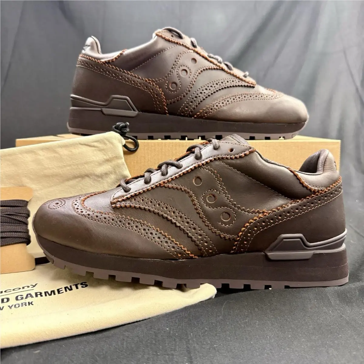 Saucony Shadow Original Mens 9 Saucony Shadow Wingtip Brown Leather Shoes Engineered Garments - Brown